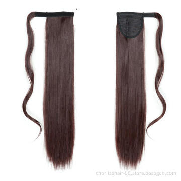 Hot Sale Product Ombre Color Detachable Ponytail Hairpiece Wrap Around Private Label Straight Ponytail Extensions Synthetic Hair